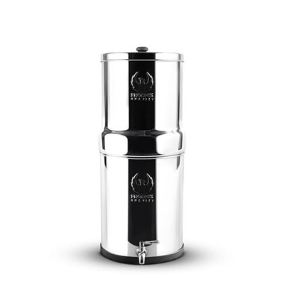 Phoenix Gravity 6L Edelstahl Schwerkraft Wasserfilter mit 2 Kohlefiltern