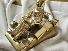 Pokal Kart , Messing-Gold, Sockel Marmor-Imitat, ca. 10,5 cm lang, 8 cm hoch