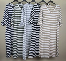 New Spring Ladies Italian Lagenlook Quirky Stripe Design Tunic Long Dress