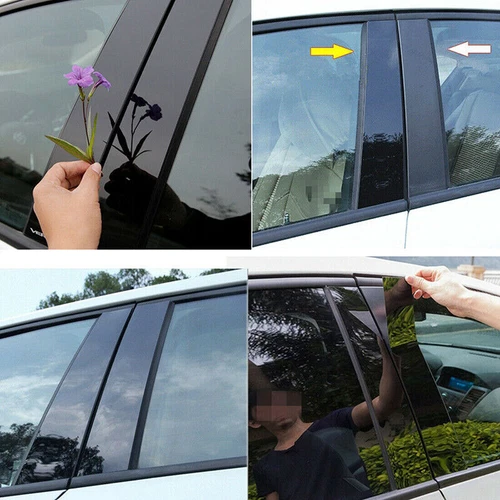 For Ford Ranger 2019-2023 6Pcs Glossy Black Window Door Pillar Posts Covers Trim - Picture 4 of 11