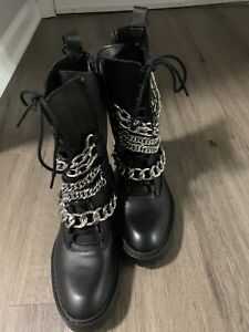 combat boots with pearls zara