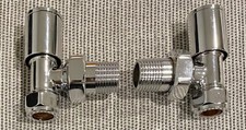 Image of 15mm Angled Round Manual Radiator Valve (Pair) - Chrome - VURTU 16 Brand New