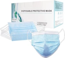 Disposable Face Masks, 3 Ply Protection, Breathable & Comfortable, Blue, 50 pcs