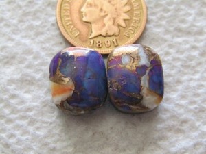 2 Spiny Oyster Shell Purple Mojave Turquoise Cabs 15 carats Orange Red Cabochons