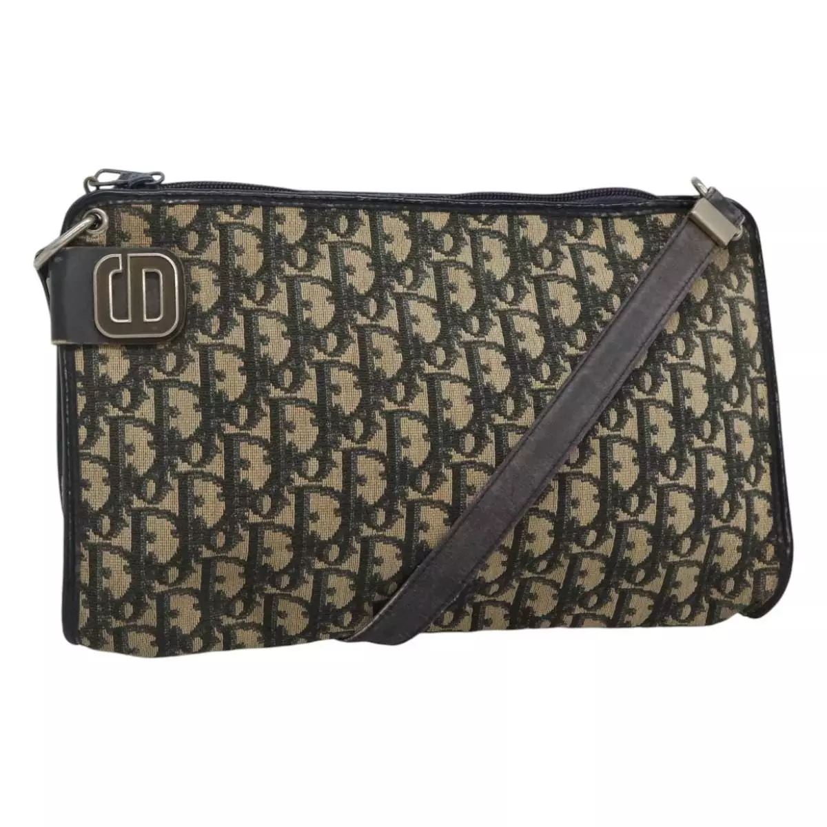Sac bandoulière Christian Dior trotteur toile bleu marine authentique 115143