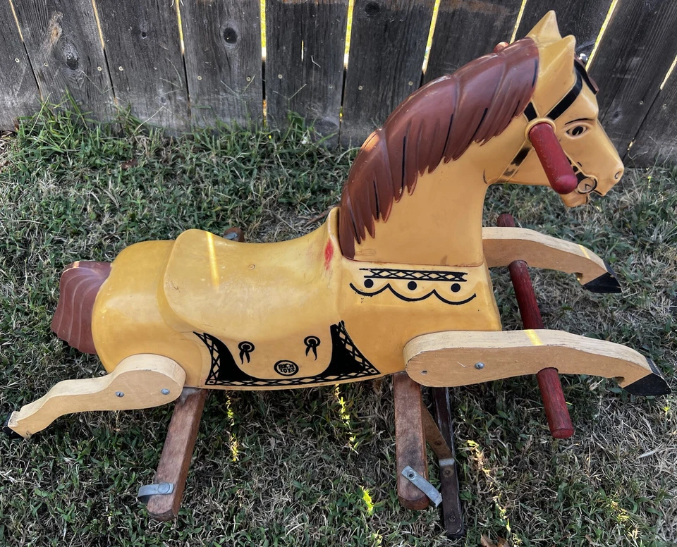 Rich Toys Davy Crockett Rocking Spring Horse Vtg Child Cowboy Western 1950's Old - Image 2 of 4