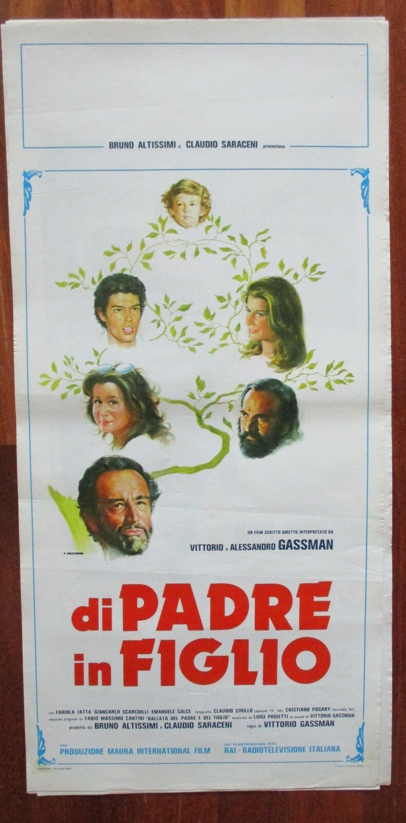 Locandina originale film Di padre in figlio (1982) - Regia di Alessandro Gassmann, Vittorio Gassman