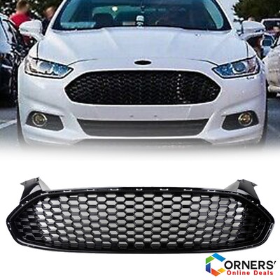 Fits For 2013 2016 Ford Fusion Front Grill Honeycomb Mustang Style Gloss Black Ebay