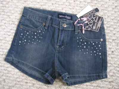 Girls Miss Jeans Light Wash Stretch Clear Rhinestones Shorts 16 NWT New