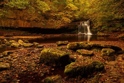 Landscape forest nature stones water moss fall waterfall Custom Gaming Mat Desk