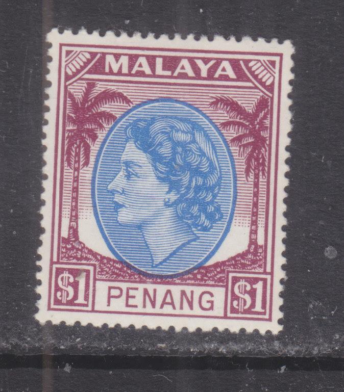 PENANG, 1954 QE $ 1.00 Bright Blue & Purple, lhm. | eBay
