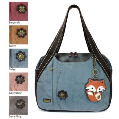 New Chala Handbag Bowling Zip Tote FOX Large Bag Indigo Blue Vegan Leather  gift