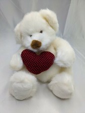 Russ Bear Hugs White Plush Red Heart 9 Inch Stuffed Animal Toy