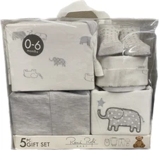 Rene Rofe 5pc Baby Gift Set with Elephant Print 0-6 Months NWT