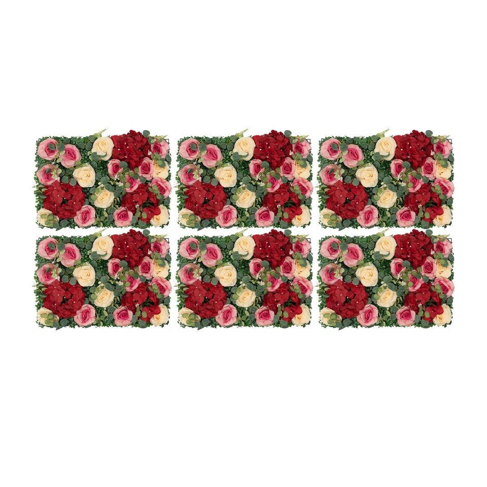 6-Piece Artificial Flower Wall Set - Vibrant Rose & Hydrangea Decor - Image 4 of 4