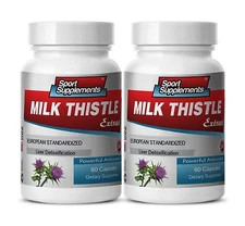 Milk Thistle Extract. Detoxification & Liver Support (2 Bottles) Free Shipping