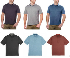 G.H. Bass & Co Men's Short Sleeve Stretch Fabric 3 Button Polo Shirt