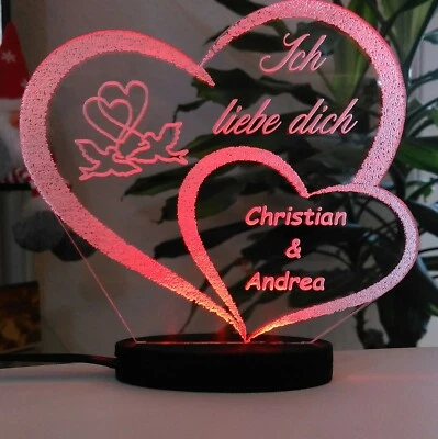 MARKENLOS HERZ ICH LIEBE DICH LED-LICHT VALENTINSTAG MIT IHREM NAMEN EINGRAVIERT LIEBE.