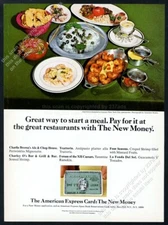 1969 American Express card NYC appetizers photo The New Money vintage print ad