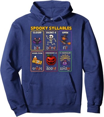 Spooky Syllables Halloween Reading Teacher Design Unisex Hooded Sweatshirt