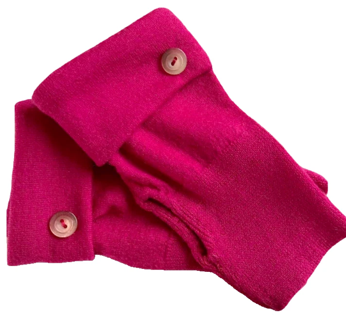 FINGERLESS GLOVES PINK 100% MERINO WOOL ONE SIZE FITS MOST S - M - L CUFF MITTEN
