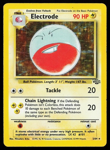 Electrode 2/64 Unlimited Holo Rare Jungle Pokemon Card