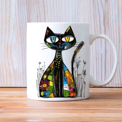 Cat Katze Doodle Zeichnung Nr 3 Mug Tasse Keramiktasse Geschenk Kaffeetasse