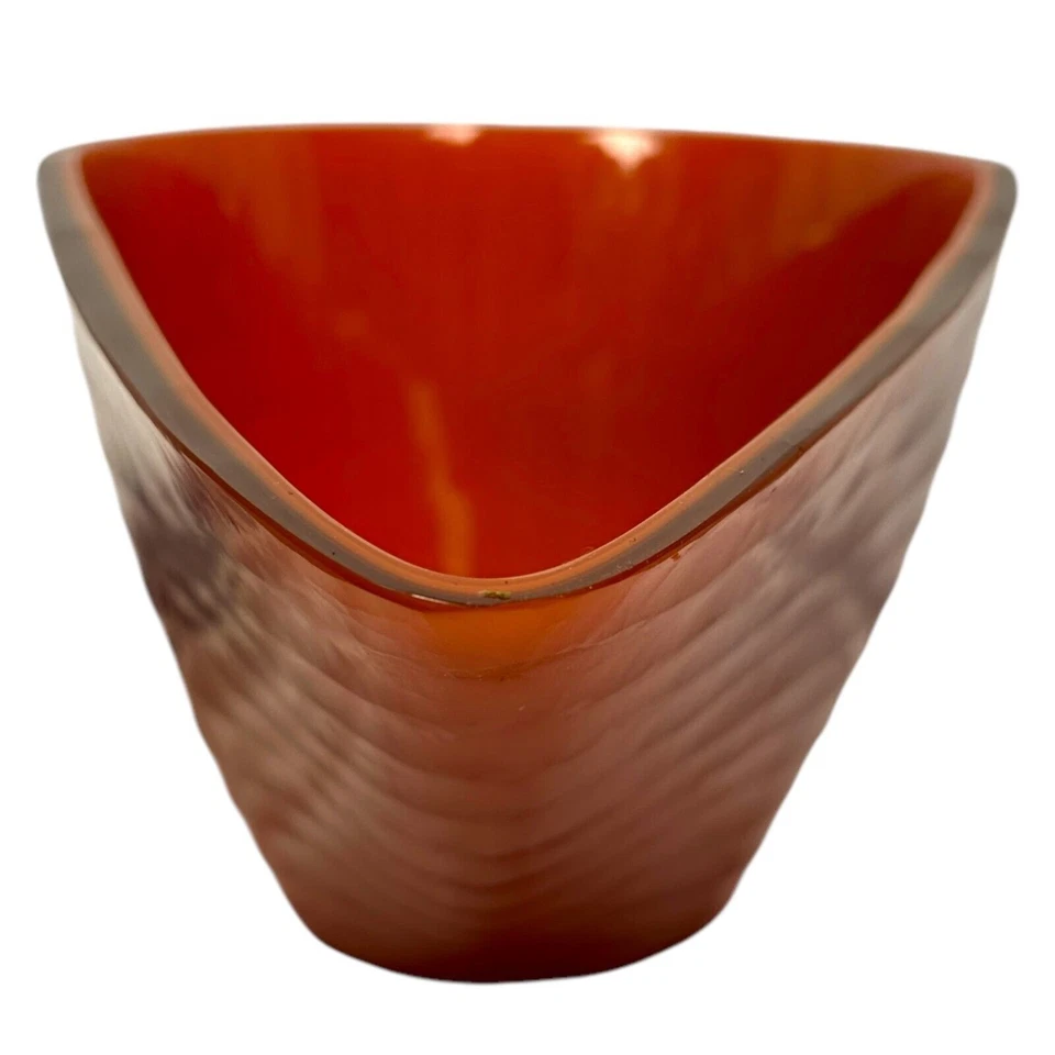 Ethan Allen Adara Cuenco de Vidrio Naranja Ámbar XL Florero de Piso Centro de Mesa Abstracto Foto 2 de 4