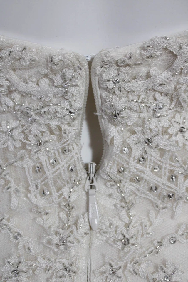 Vestido de novia Monique Lhuillier para mujer de encaje brillante cristal marfil talla 0 Foto 4 de 4