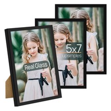 5x7 Picture Frame Set of 3, Made of High Definition Glass for 5 x 7 Black Fra...