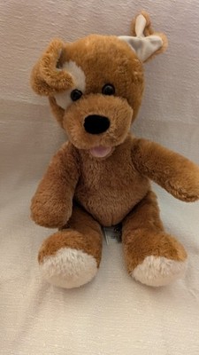 RARE, VTG 90's Build A Bear Workshop BABW Brown Dog W/White Eye Patch Stuffed