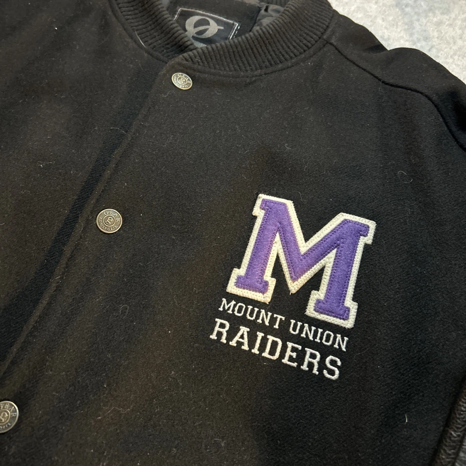 Equipamento vintage para montagem esportiva Union Purple Raiders zíper completo jaqueta Varsity - Masculina M - Imagem 2 de 3