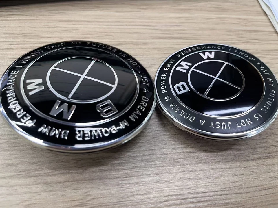 2X Front Hood 82mm & Rear 74mm Trunk Emblems Black For B-M-W BadgeUS 51148132375 - Изображение 2 из 4
