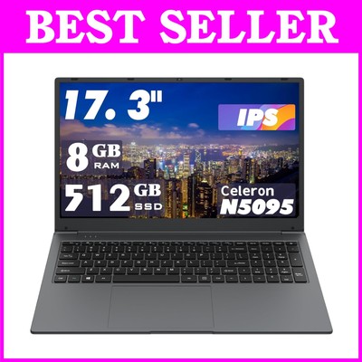 Lightweight 17.3'' Laptop: Celeron N5095, 8GB RAM, 512GB SSD