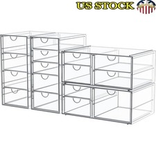 4 Pack Acrylic Drawer Organizers 16 Drawer Storage Makeup Office Supplies New