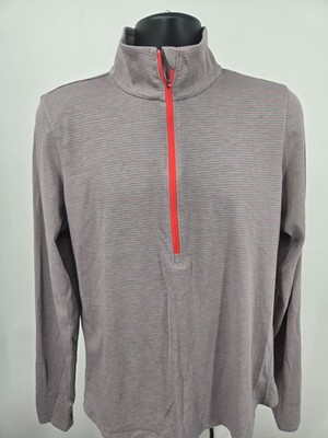 Under Armour Pullover Threadborne XL Gray Red Stripe 1/2 Zip Runner Lightweight