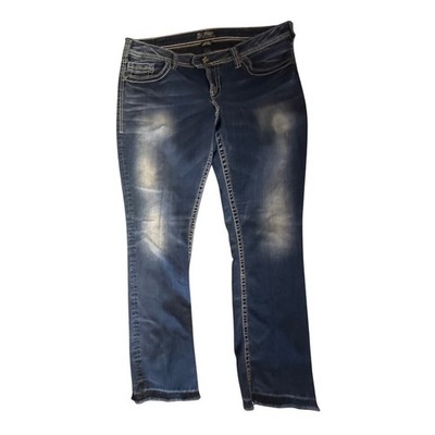 Silver Jeans Tuesday Baby Boot Jeans Womens 16x33 Blue Medium Wash Raw Hem