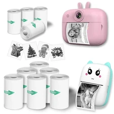 10 Rolls Sticker Paper, Self-Adhesive Thermal HD Photo Paper, Mini Pocket Pri...