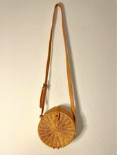 Universal Thread Straw Rattan Circle Crossbody Bag Vacation Travel Beach