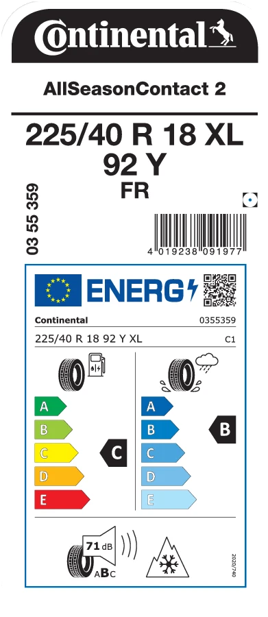 Continental AllSeasonContact 2 225/40 R18 92Y XL M+S Ganzjahresreifen - Bild 2 von 2