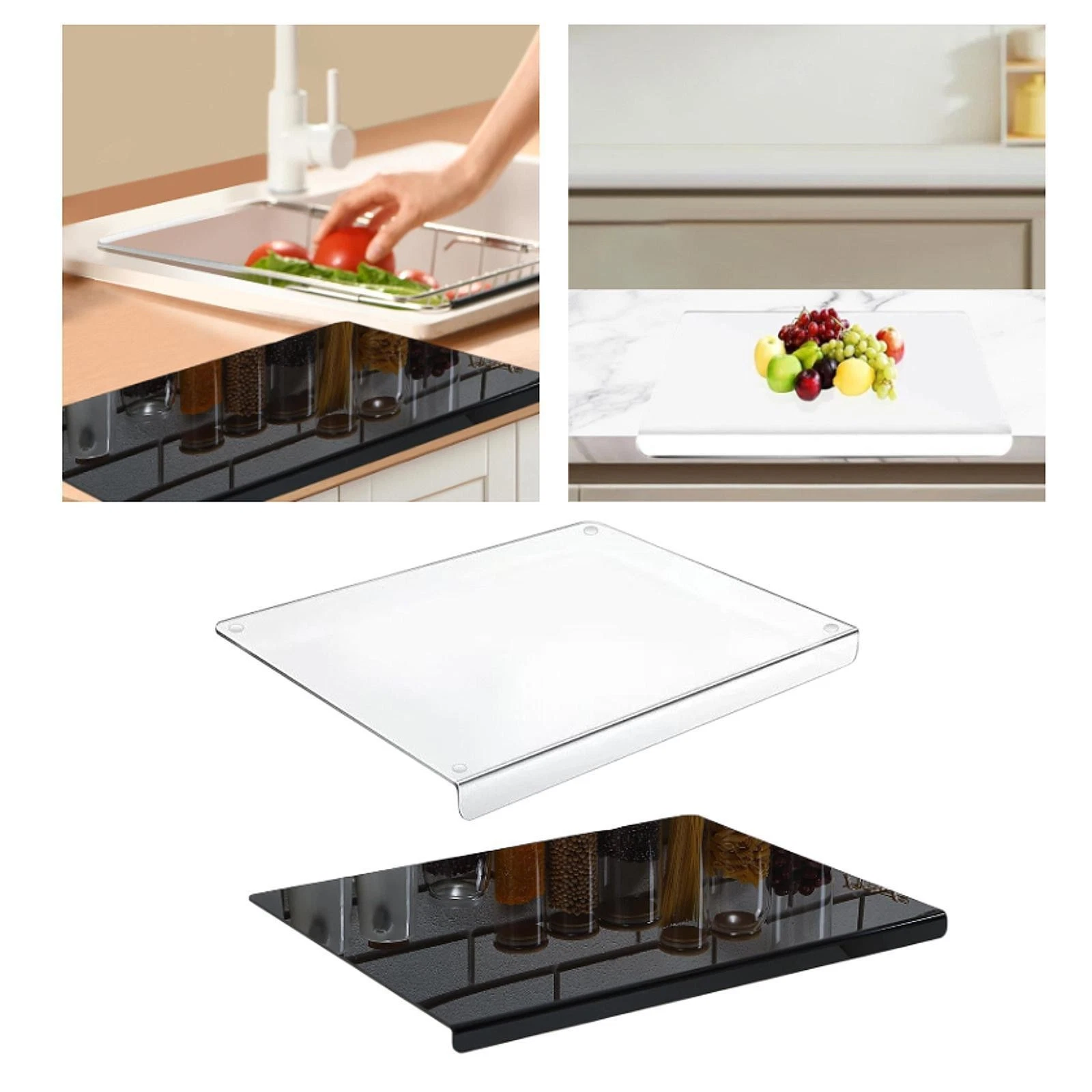 Transparent Acrylic Chopping Board with Counter Lip Non Slip