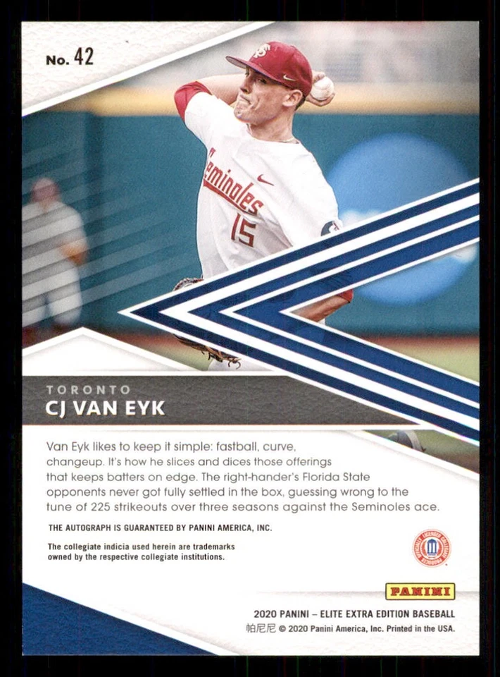 2020 Elite Extra Edition AUTO #42 CJ Van Eyk - Image 2 of 2