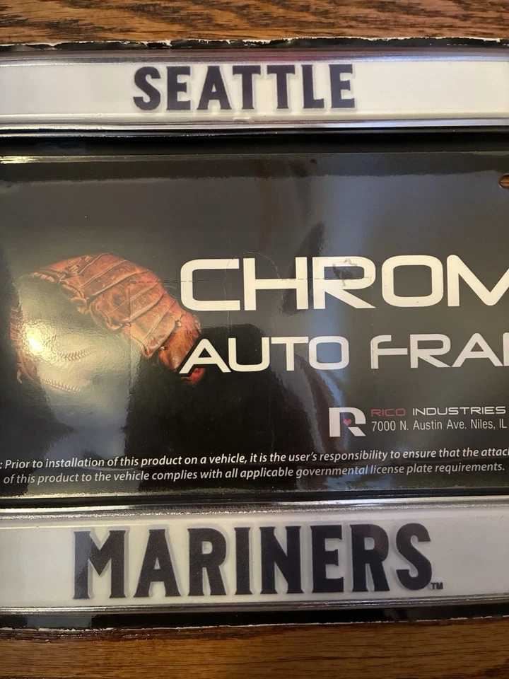 Marco de licencia de metal cromado Seattle Mariners MLB nuevo sellado RICO Industries Foto 2 de 4