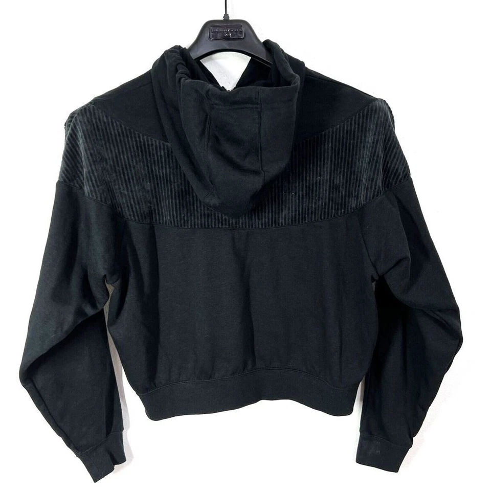 Sudadera con capucha Nike Heritage 1/2 cremallera terciopelo rayas en V para mujer mediana negra DM1755-010 Foto 4 de 4