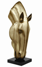 Testa di Cavallo Statua Scultura 70 cm Oro Arte Moderna Contemporanea Arredo