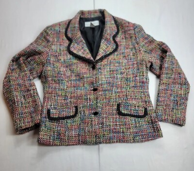 Sag Harbor Wo's 14 (42x24 MEASURED) Blazer Woven Rainbow Multi-color Jacket