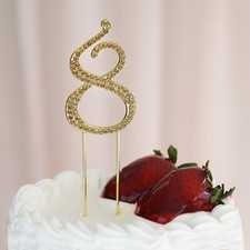 2.5" GOLD Number 8 Rhinestone Cake Topper Wedding Cupcake Dessert Dessert Events