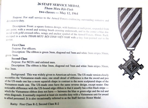 Vietnam 1964 VNCH Staff Service Medal Tham Mưu Bội Tinh, ORIGINAL Vietnam Made 2 - Picture 4 of 4