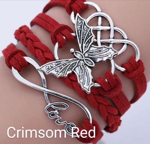 Leather Bracelet With Letter Love And Butterfly For Men And Women & 11 colours - Picture 23 of 23