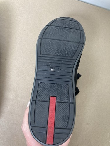 Prada Sport High Tops black Trainers Leather Suede Zip Strap Dust bag size 8.5 - Picture 9 of 24